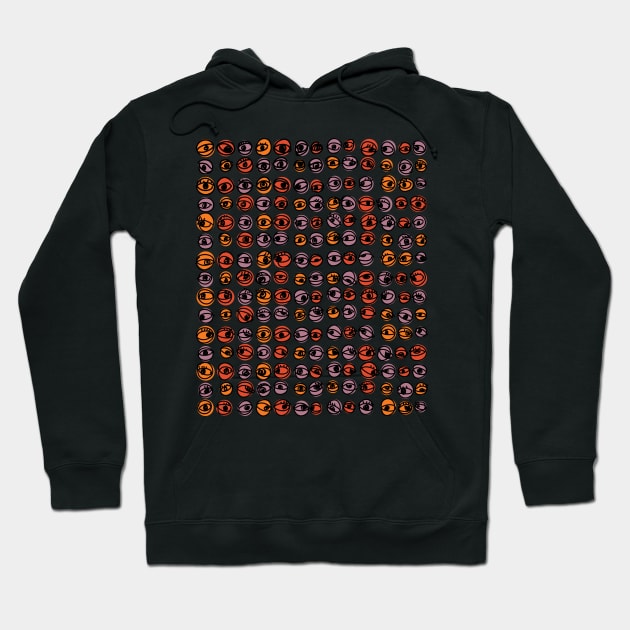 Halloween Colors Eyes Modern Decorative Abstract Mosaic Dots Pattern Hoodie by SubtleSplit